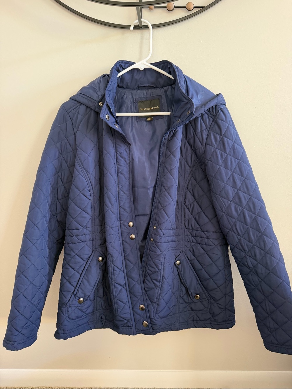 Weatherproof Women’s Quilted Jacket Coat – Size Large – Blue